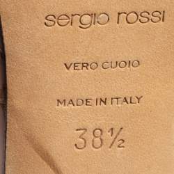 Pre Owned Sergio Rossi Nude Pink Patent Leather T-Strap Platform Peep-Toe Sandals Size 38.5