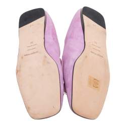 Sergio Rossi Lilac Studded Suede Collapsible Heel Loafers Size 36