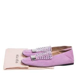 Sergio Rossi Lilac Studded Suede Collapsible Heel Loafers Size 36