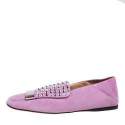 Sergio Rossi Lilac Studded Suede Collapsible Heel Loafers Size 36