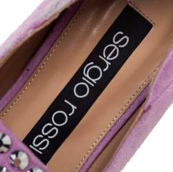 Sergio Rossi Lilac Studded Suede Collapsible Heel Loafers Size 36