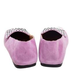 Sergio Rossi Lilac Studded Suede Collapsible Heel Loafers Size 36