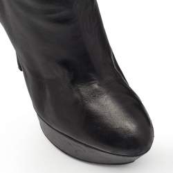 Pre Owned Sergio Rossi Black Leather Over The Knee Boots Size 38