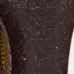 Pre Owned Sergio Rossi Multicolor Printed Satin Ankle-Wrap Wedge Platform Sandals Size 40