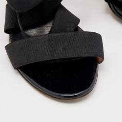 Sergio Rossi Black Patent Leather and Elastic Strappy Sandals Size 36
