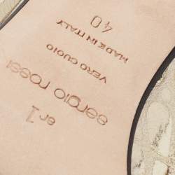 مملوكة مسبقًا Sergio Rossi Metallic Gold Croc Embossed Crystal Embellished SR1 Pointed Toe Pumps Size 40