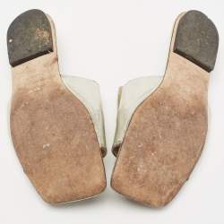 مملوكة مسبقًا صندل سلايد سيرجيو روسي فلات أس أر 1 جلد فضي ميتالك مقاس 38