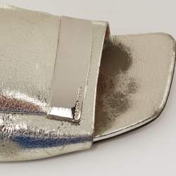 مملوكة مسبقًا صندل سلايد سيرجيو روسي فلات أس أر 1 جلد فضي ميتالك مقاس 38