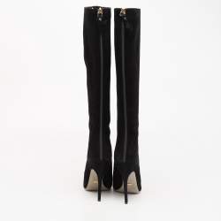 Pre Owned Sergio Rossi Black Suede Cutout Knee Length Boots Size 39
