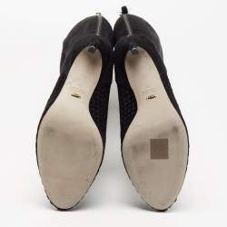 Pre Owned Sergio Rossi Black Suede Cutout Knee Length Boots Size 39