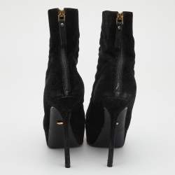 Sergio Rossi Black Suede Lace Up Platform Ankle Boots Size 39