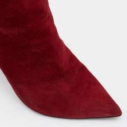 Pre Owned Sergio Rossi Red Suede Knee Length Boots Size 39