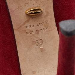 Pre Owned Sergio Rossi Red Suede Knee Length Boots Size 39