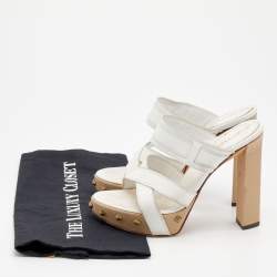 Pre Owned Sergio Rossi White Leather Platform Sandals Size 36