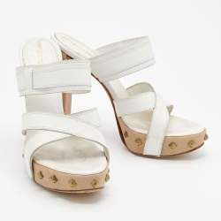 Pre Owned Sergio Rossi White Leather Platform Sandals Size 36