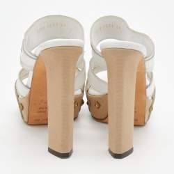 Pre Owned Sergio Rossi White Leather Platform Sandals Size 36