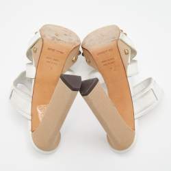 Pre Owned Sergio Rossi White Leather Platform Sandals Size 36