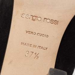 Pre Owned Sergio Rossi Black Suede Peep Toe Slingback Sandals Size 37.5