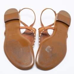 Pre Owned Sergio Rossi Brown Leather And Suede Ankle Strap Flats Size 40