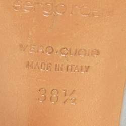 Pre Owned صندل سيرجيو روسي جلد فضي مزخرف كريستال بحزام للكاحل مقاس 38.5