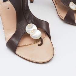 مملوكة مسبقًا Sergio Rossi Brown Leather Embellished Gladiator Sandals Size 39