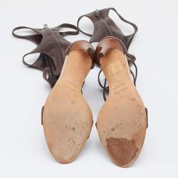 مملوكة مسبقًا Sergio Rossi Brown Leather Embellished Gladiator Sandals Size 39