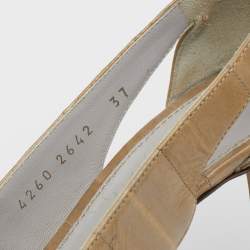 مملوكة مسبقًا Sergio Rossi Olive Green Eel Leather Cutout Peep Toe Platform Pumps Size 37