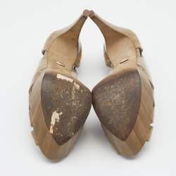 مملوكة مسبقًا Sergio Rossi Olive Green Eel Leather Cutout Peep Toe Platform Pumps Size 37