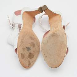 Pre Owned Sergio Rossi White Ostrich Leather Ankle Strap Sandals Size 39