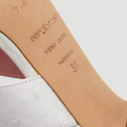 Pre Owned Sergio Rossi White Ostrich Leather Ankle Strap Sandals Size 39