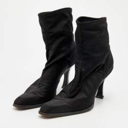 Sergio Rossi Black Spandex Ankle Length Boots Size 39