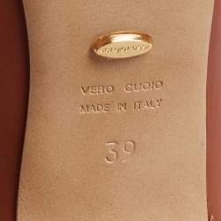 Pre Owned حذاء كعب عالي سيرجيو روسي جلد بني نعل سميك مقدمة مفتوحة مقاس 39