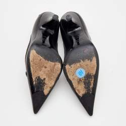 Pre Owned حذاء كعب عالي سيرجيو روسي جلد أسود مقدمة مدببة مقاس 35.5