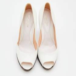 Pre Owned Sergio Rossi White Leather Peep Toe Pumps Size 40.5