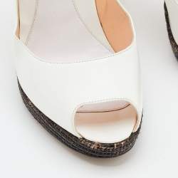 Pre Owned Sergio Rossi White Leather Peep Toe Pumps Size 40.5