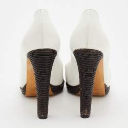 Pre Owned Sergio Rossi White Leather Peep Toe Pumps Size 40.5