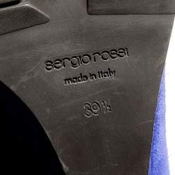 مملوكة مسبقًا Sergio Rossi Blue Suede Wedge Pumps Size 39.5