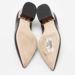 Pre Owned Sergio Rossi Black Leather Block Heel Pumps Size 36 