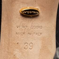 Pre Owned حذاء كعب عالى سيرجيو روسى جلد وسويدي أسود مقدمة مدببة مقاس 39