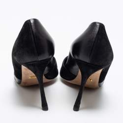 Pre Owned حذاء كعب عالى سيرجيو روسى جلد وسويدي أسود مقدمة مدببة مقاس 39