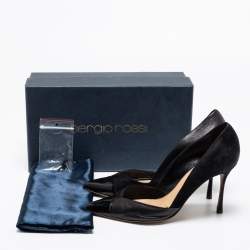 Pre Owned حذاء كعب عالى سيرجيو روسى جلد وسويدي أسود مقدمة مدببة مقاس 39