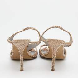 Sergio Rossi Beige Python T-Strap Sandals Size 37.5