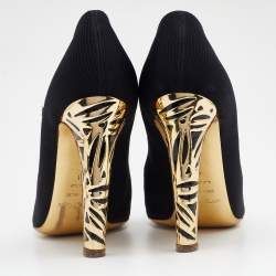 Pre Owned Sergio Rossi Black Fabric Peep Toe Pumps Size 41