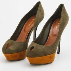 مملوكة مسبقًا Sergio Rossi Multicolor Suede Cachet Platform Pumps Size 40