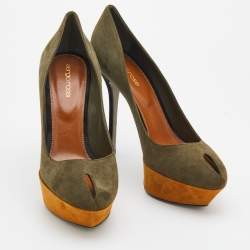 مملوكة مسبقًا Sergio Rossi Multicolor Suede Cachet Platform Pumps Size 40