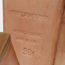 Pre Owned Sergio Rossi Multicolor Leather Peep Toe Platform Slide Sandals Size 36.5