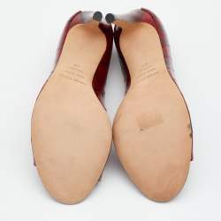 Pre Owned Sergio Rossi Red Eel Leather Peep Toe Pumps Size 39