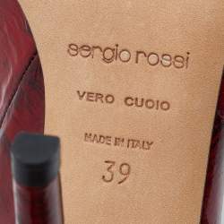 Pre Owned Sergio Rossi Red Eel Leather Peep Toe Pumps Size 39