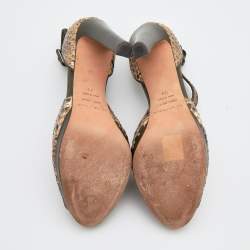 مملوكة مسبقًا صندل سيرجيو روسي جلد ثعبان وجلد متعدد الألوان بحزام للكاحل مقاس 39