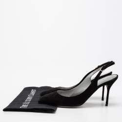 مملوكة مسبقًا صندل سيرجيو روسي سويدي أسود بحزام كاحل مقاس 38